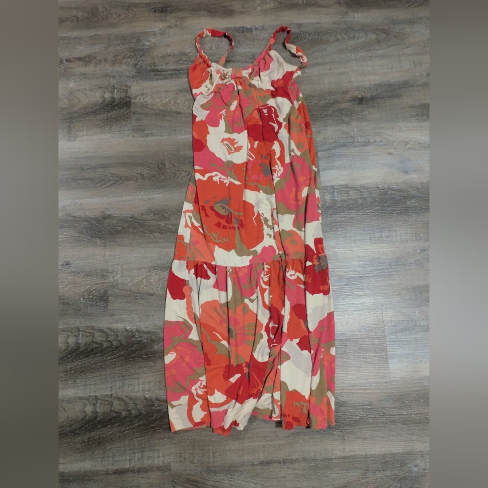 Floral Tiered Maxi Dress in Red & Pink
